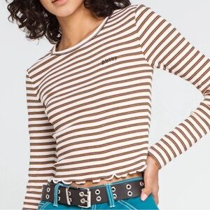 Dickies Women’s Striped Long-Sleeve Crop Top